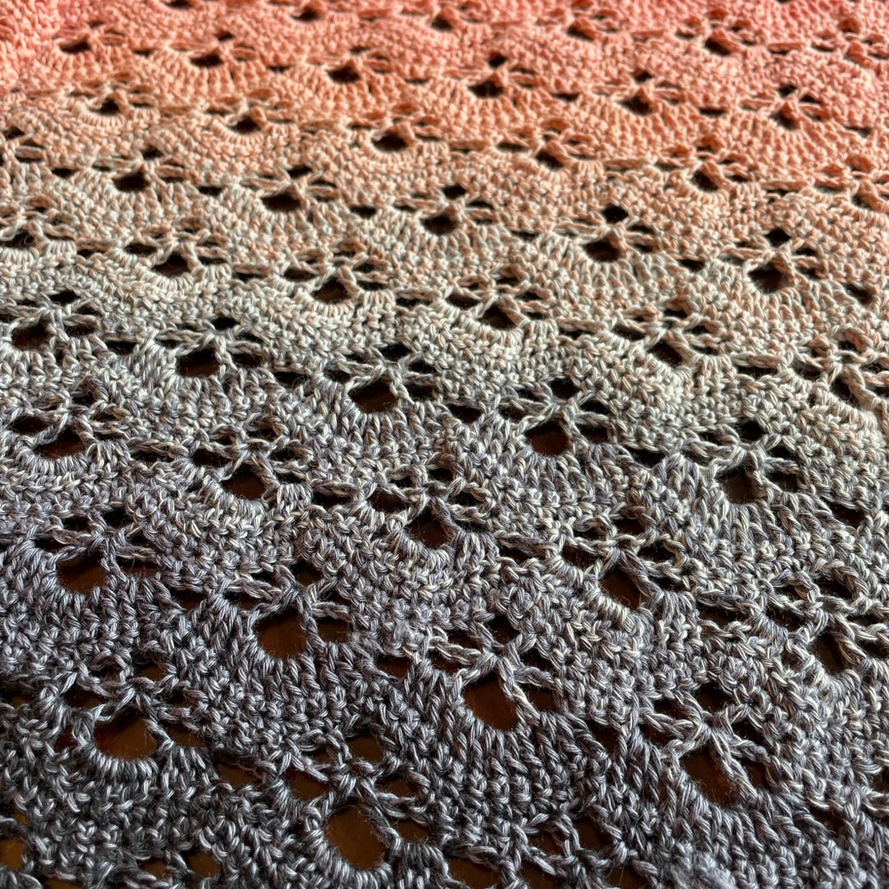 Hand Crocheted Gradient Rectangular Shawl - Picture 5 of 8